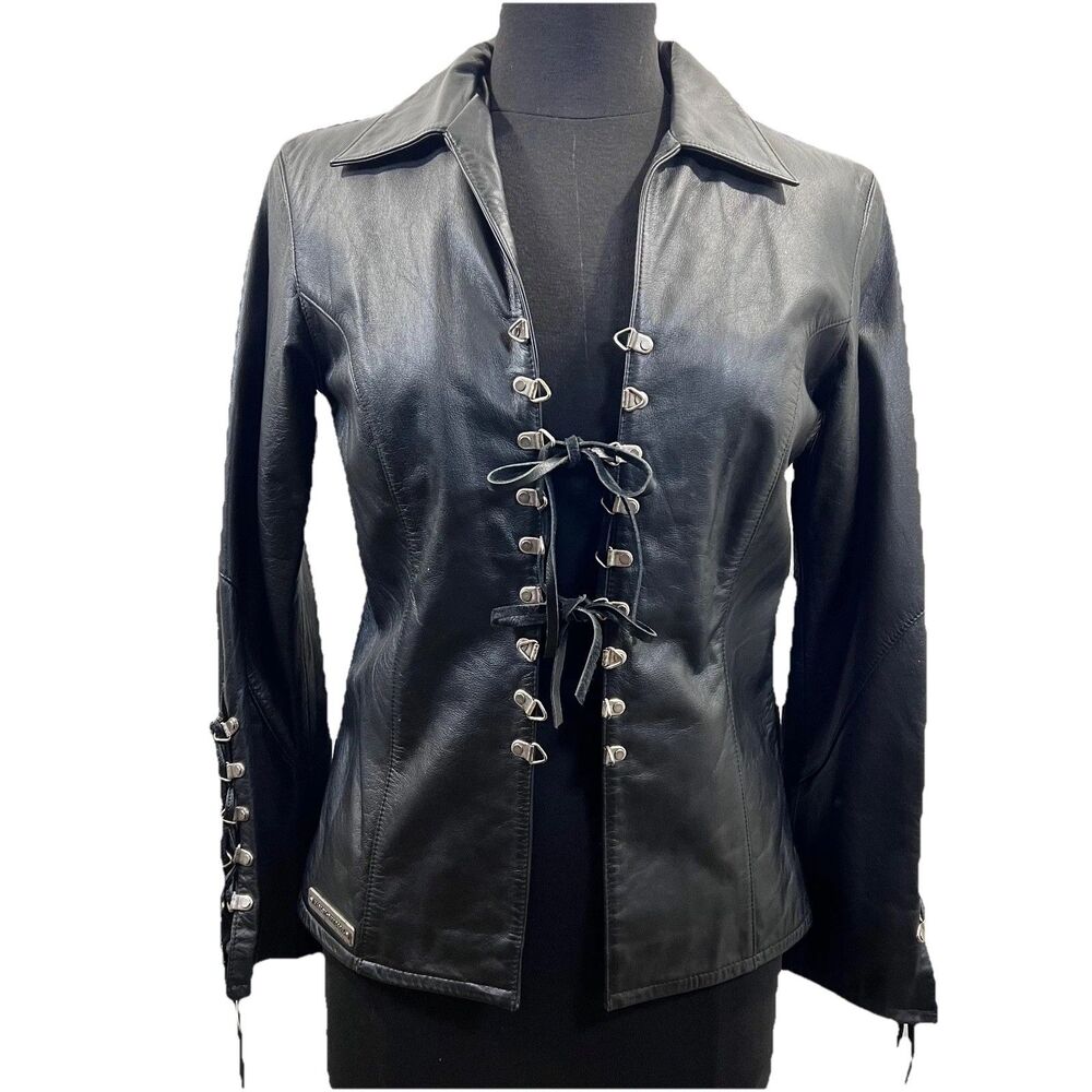 Harley Davidson Moto Jacket Punk 90’s Grunge Festival Whimsigoth Dark Romance S